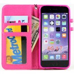 Wholesale iPhone 6 4.7 Quilted Flip PU Leather Wallet Case with Strap (Hot Pink)